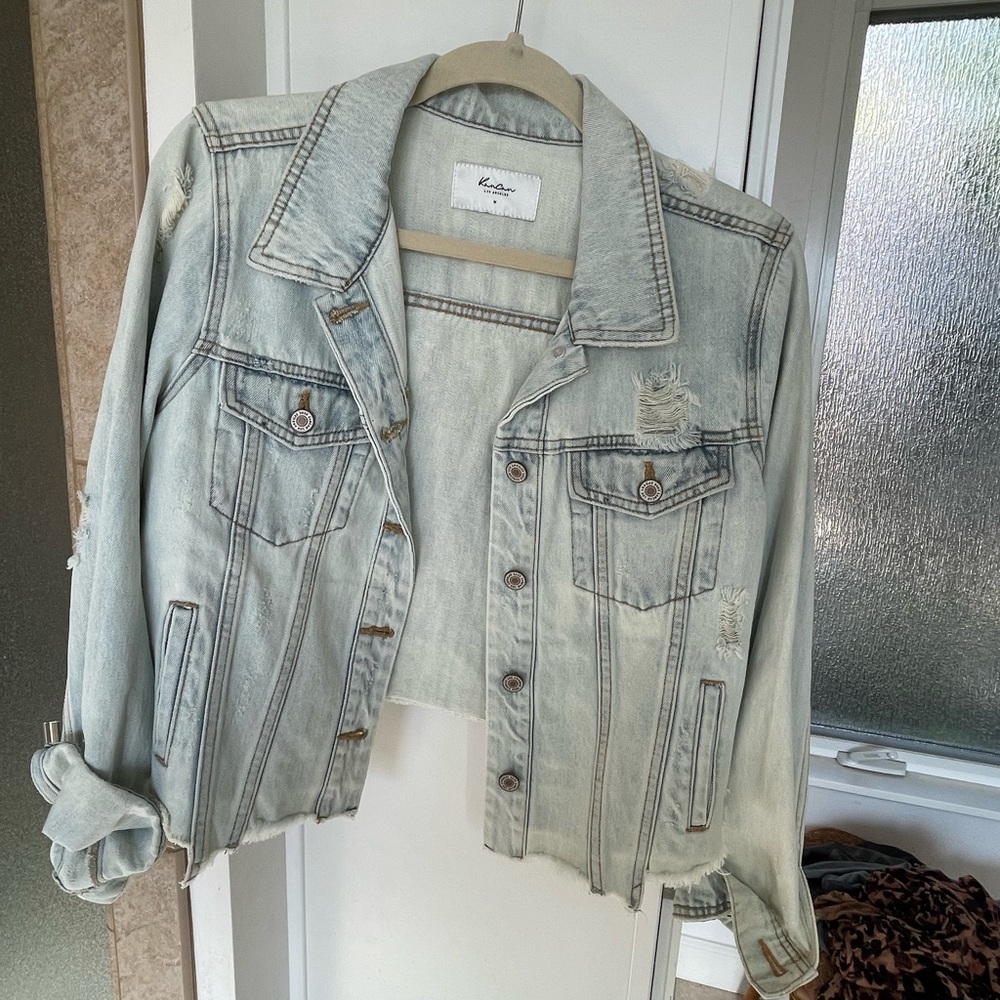 Kancan distressed denim jean jacket medium